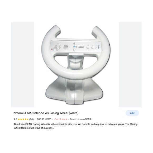 dreamGEAR - Nintendo Wii Racing Wheel (white) with Suction Mounts For Stability - Picture 4 of 10